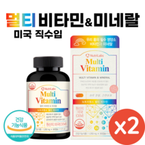 미국 직수입 멀티 비타민 미네랄 90캡슐 필수영양소 19종 청소년 직장인 주부 여성 남성 종합 비타민 가족 영양제 Multi Vitamin Mineral, 2개, 90정