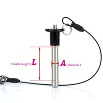 로프와 SUS304 스테인레스 스틸 퀵 릴리스 볼 잠금 핀 공장 판매 대형 재고 보유, VCN011(with rope), L 100mm, A 14mm