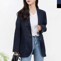 여성오피스룩 카라 린넨자켓 투버튼 싱글자켓 세미정장 캐주얼코디