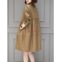 리앤킴 여성 봄 가을 하프 오버핏 캐주얼 트렌치 코트 L1158