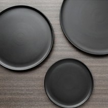 킴스아트 무광 블랙 평원형접시 작은 3 size 카페 디저트 플레이트, 무광블랙