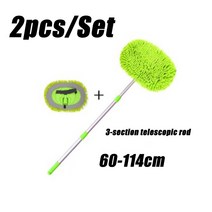 극세사 세차 타올 수건 브러쉬 자동차 청소 브러시 디테일링 조정 가능한 세차 텔레스코핑 긴 손잡이 걸레 셔닐 빗자루 액세서리, 05 brush and 1pc cloth