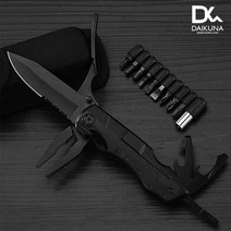 다이쿠나 맥가이버 나이프 플라이어 다기능 스테인레스 캠핑용품, 블랙
