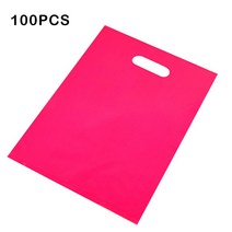 리사이클링 100 Pcs 손잡이 플라스틱 선물 부대를 가진 주문을 받아서 만들어진 로고 색깔 쇼핑 백 Businss 고객 비닐 봉투 (인쇄 요금 제외) 데일리 에코백, [05] 35X45cm, [04] Rose Red