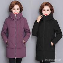 중년여성 후드패딩 루즈핏 겨울 롱패딩 따뜻한 경량 패딩 점퍼 방한 아우터 보온 코트 40대50대