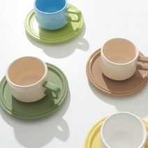 테이블 위 도자기커피잔세트 부부찻잔 예쁜커피잔, GREEN