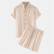 여름 남성 패셔너블 면 린넨 반팔 캐주얼 셔츠 정장