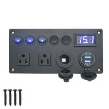 카라반 캠핑카 부품 수리용품 24v 12v 5 갱 스위치 패널 라이트 토글 usb 충전기 3.0 us 플러그 전원 어댑터 캐러밴 액세서리 자동차 rv 트럭 해양 보트, 검은색