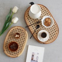 DJ 248 라탄 케인 트레이 타원 1P 플레이팅 쟁반.리빙톡톡, 중