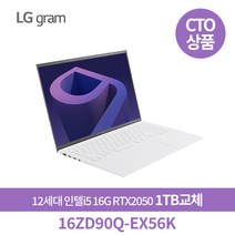 LG전자 16ZD90Q-EX56K + Nvme 1TB 교체장착 i5 16G 2022 그램 인텔 12세대_SC, 16ZD90Q, Free DOS, 16GB, 256GB, 코어i5, 스노우화이트