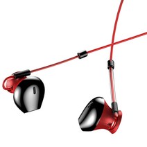비켄 리트랙터블 케이블 이어폰 3.5mm 커넥터, Red, VE-609