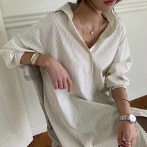 [워니쇼룸](핫한봄신상)롤줄지양단추셔츠 T030602 스트라이프셔츠 롱면셔츠 커리어우먼룩 맘룩 워킹맘룩