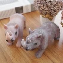 선반 화단장식 빈티지 칼라 코뿔소인형 고급선물 거실장식 데코레이션, 핑크