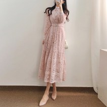 요시아나 [당일발송] 로맨틱무드 아벨라 레이스 롱원피스(벨트세트) -2컬러