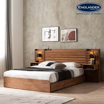 잉글랜더 캐슬 원목 호텔형 수납 침대(Sweet Slumber 9존 매트-Q), 캐슬침대Q+9존매트Q, 침대(월넛)+매트(화이트)