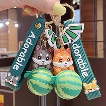 서리하다 걸렸네 시바 캐릭터 가방 자동차 키홀더 에어팟키링 스트랩 열쇠고리, 그레이 시바 아보카도