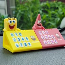 스폰지밥 주차번호판 피규어 자동차 커플 캐릭터 차량 새차 선물, 뚱이