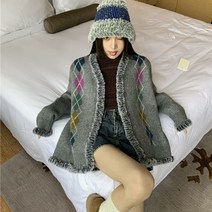 유니크 노르딕 도톰 볼드 눈꽃 캐주얼 빈티지 카디건 프린트 니트가디건 케이블 보헤미안스타일