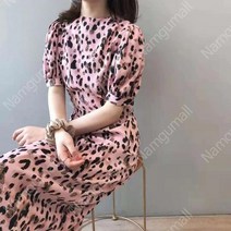 쉬폰 롱 원피스 파티 드레스 바캉스 휴양지 하객룩 원피스 여름 레오파트 원피스 호피무늬