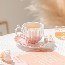 예쁜 커피잔 도자기 찻잔 홍차잔 애프터눈 티 세트 1p, 핑크