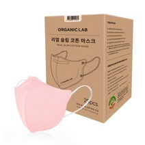 오가닉랩 여성용 리얼 슬림 코튼 마스크 중형, 핑크, 25장