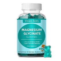 마그네슘 글리시네이트 구미 500mg 성인 및 어린이를 위한 무설탕 수면 스트레스 근육 완화 신경 건강을 최고의 구미젤리 멜라토닌 없음 글루텐 프리 유전자 변형 성분 비건 펙틴, 60개(1팩)