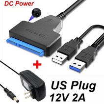 외부 SSD HDD 하드 드라이브 CD-ROM 광학 SATA 3 USB 3.0 케이블 12V 2A 어댑터 데스크탑 PC 노트북, 01 US_01 0.45