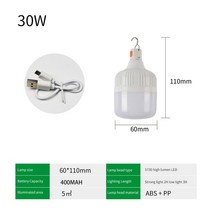 스티로폼아이스박스 스치로폼 상자 미니 냉장고 휴대용 조명 USB 충전식 LED 랜턴 비상 후크 야외 조정 가능한 텐트 램프 바베큐 낚시 캠핑 전구, 01 30W_01 white
