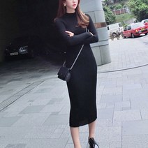 슬림핏 타이트한 패션 여자 니트 골지 심플 롱 원피스