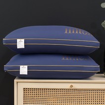 힐튼 5성급 호텔 벨벳 다운 수면 보조 베개 1000g 2개 숙면 필로우 4컬러 480x740mm, 블루