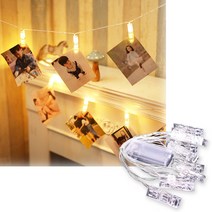 [조한스토어] 감성 인테리어 LED 가렌더 줄조명, 사진 집게 3m 20구
