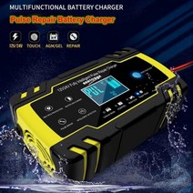 오토바이배터리 자동차 충전 자동복원기 12V 8A 24V 4A 스마트 자동 펄스 수리 충전기 LCD 디스플레이 AGM 젤 오토바이 트럭 리드 산 성 배터리 100AH 120AH 1, EU PLUG 110V 220V