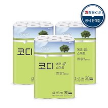 코디 3겹 에코 스마트 롤화장지 22m, 3개, 30롤