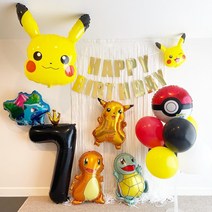 (파티셔스) 피카츄 풍선 꼬부리 파이리 포켓몬스터 생일파티세트, 5, 포함