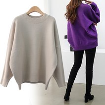 제니트 여성 가을 겨울 루즈핏 도톰한 오버핏 라운드 니트 여성니트 루즈핏니트