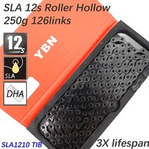 27단 9단 7단 자전거 체인 ybn 8 9 10 11 12s speed sla 실버 할로우 골드 오일 슬릭 티타늄 코팅 mtb 로드 바이크 for shimanosram, 12s 슬라 블랙