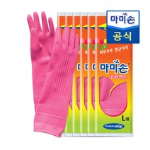 마미손 고무장갑 주름밴드 대 6입, 대(L)