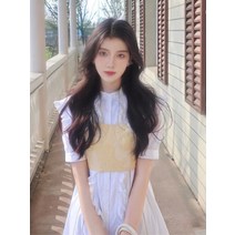 프렌치 스위트 소녀풍 퍼프소매 원피스 여름 루즈핏 느낌 셔츠 스커트 세트