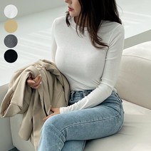 가비진 여성용 데일리 쫀쫀 긴팔 라운드넥 티셔츠