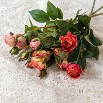 장미 미니 5송이 조화 3color 데코 투룸 꽃 꽃병 리빙, 연핑크(1P)