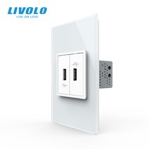 Livolo 멀티 플러그 미국 표준 TV 인터넷 벽 소켓 화이트 진주 크리스탈 유리 패널 USB 소켓 119mm, Double USB, CHINA_Gold