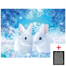 MJS 보석십자수 캔버스형 50 x 40 cm DIY 세트 BSX40, 눈위토끼