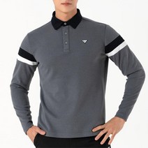 간절기 골프웨어 흰줄 어깨 카라 스판 긴팔 티셔츠 남성상의 필드