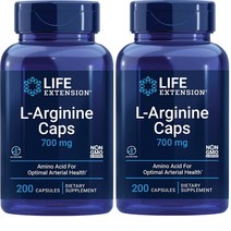 라이프익스텐션 L-아르기닌 700mg 베지테리안 캡슐, 200개입, 2개, 200정