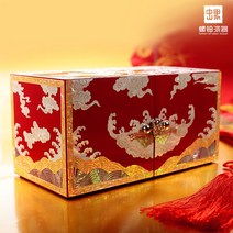 나전칠기자개장 Jinbei 전설 자개 칠기 용과 봉황 보석 상자 보관 하이 엔드 크리 결혼 선물, [02] D-030 용과 봉황 벨벳 단추