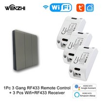 와이파이 RF 433 Mhz DIY 조명 스위치 모듈 수신기 릴레이 86 휴대용 무선 원격 제어 Tuya 스마트 라이프 알렉사 구글 홈, [05] 3Switch1 receiver3