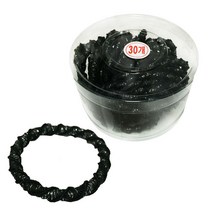 꽈배기 반짝 검정 고무줄 30P 코사지통 머리끈 헤어밴드
