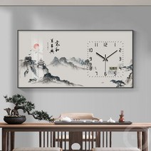수묵화 풍경그림 인테리어벽시계, 골드, 그리움