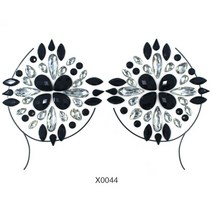보석스티커 큐빅 비즈 반짝이 진주 스티커 접착 블랙 3D 크리스탈 페이스 축제 라인석 제 임시 문신 바디 아트는 뷰티 455EA 9, 41 1PC X0044