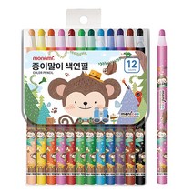 모나미 모니주 종이말이 색연필 핑크 남아용 축지식, 12색